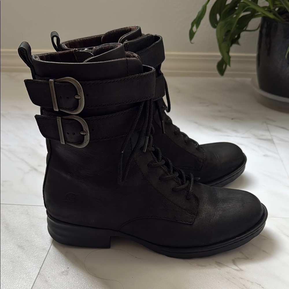 BORN Black Leather Women's Boots